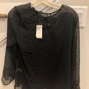Banana Republic Black LS Sheer Blouse w/Cami